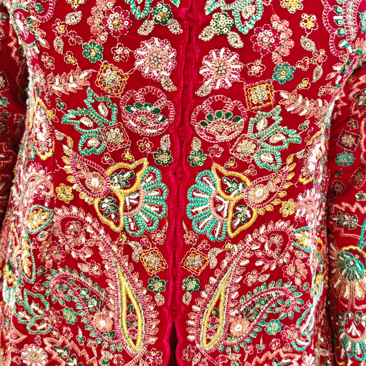 Kashmiri Embroidered Maharani Pink Georgette Top with Palazzo